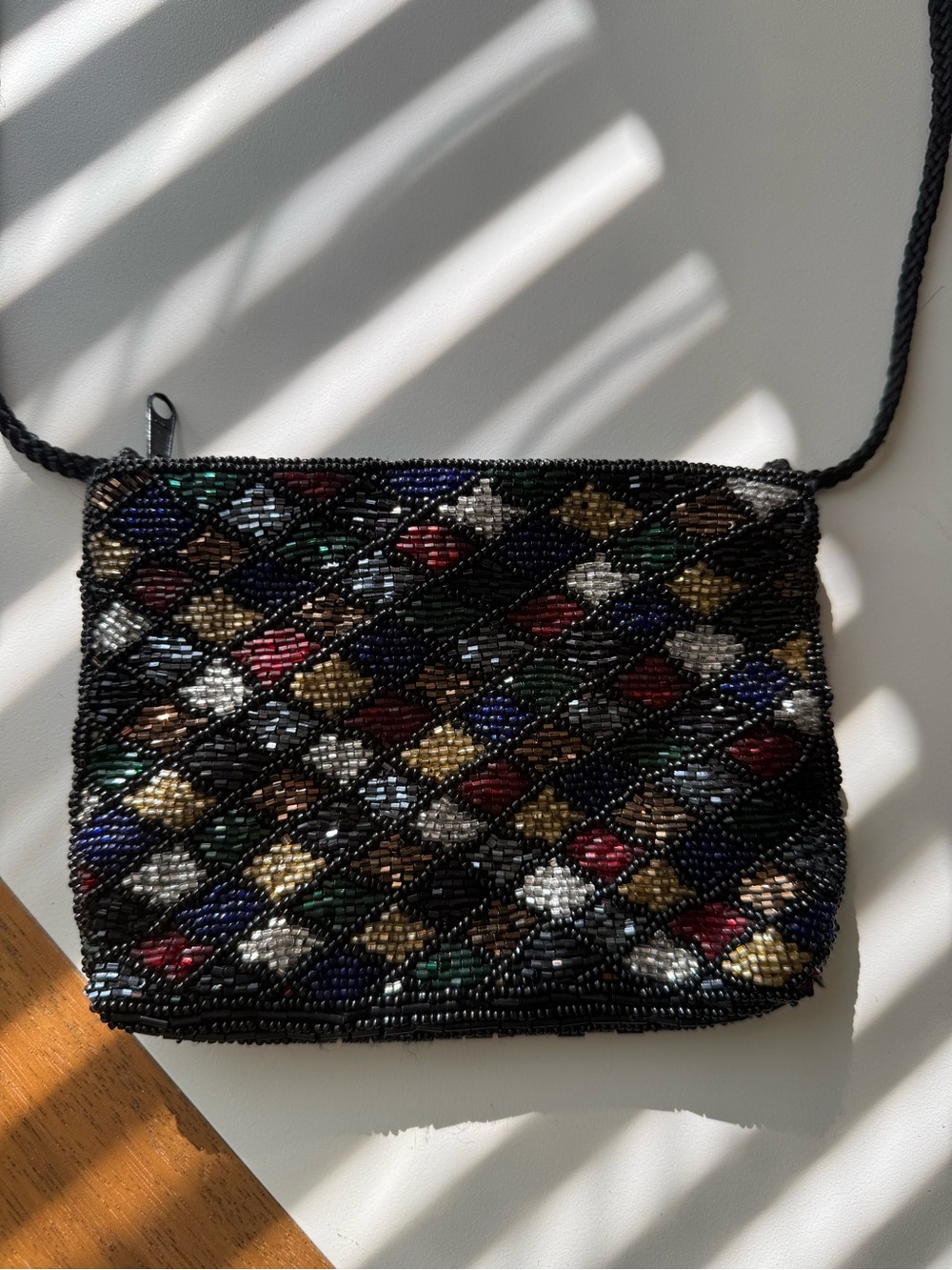 Magid Multicolor Beaded Crossbody with Black Trim